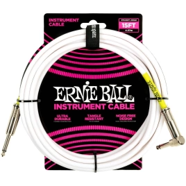 Кабель ERNIE BALL 6400 инструментальный 4.57м, прямой/угловой джеки, белый