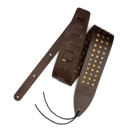 Ремень для гитары кожаный 1221, коричневый