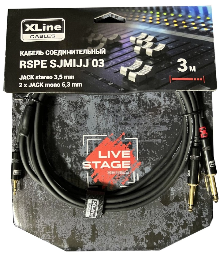 Кабель XLINE RSPE SJMIJJ03 специальный MINI JACK STEREO 3.5mm-2*JACK MONO 6.3mm длина 3м фото 1