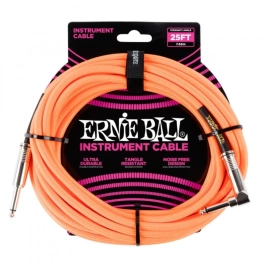 Кабель ERNIE BALL 6067 инструментальный 7,62м, прямой/угловой джеки, цвет оранжевый неон