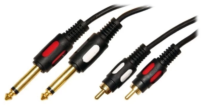 Шнур 2*6,3мм "шт" моно-2*RCA"шт" позолоченный 1,5м фото 1