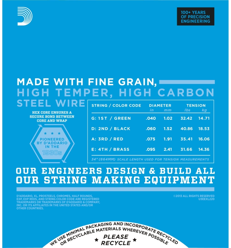 Струны д/бас DADARIO EXL220 (40-95) фото 3