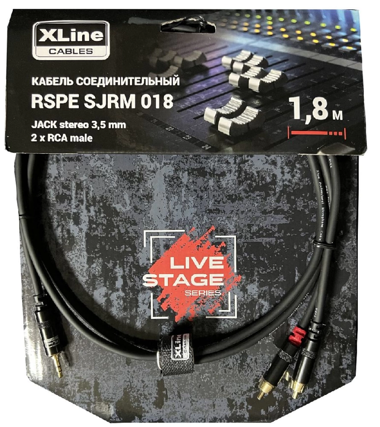 Кабель XLINE RSPE SJRM018 специальный JACK STEREO 3.5mm-2*RCA MALE длина 1.8м фото 1