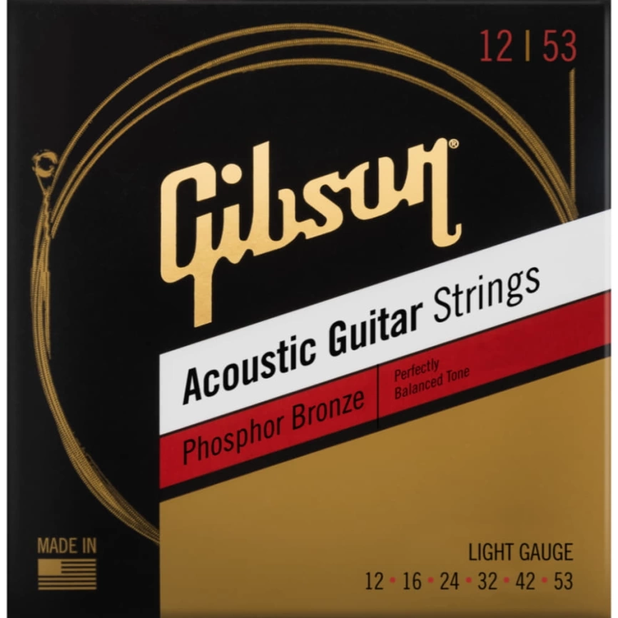 Струны д/ак GIBSON PHOSPHOR BRONZE ACOUSTIC GUITAR STRINGS LIGHT фото 1