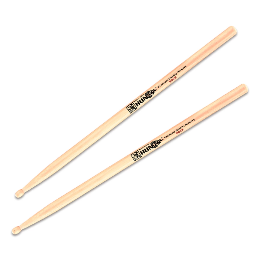 Барабанные палочки HUN ROCK Hickory Series орех, деревянный наконечник фото 1