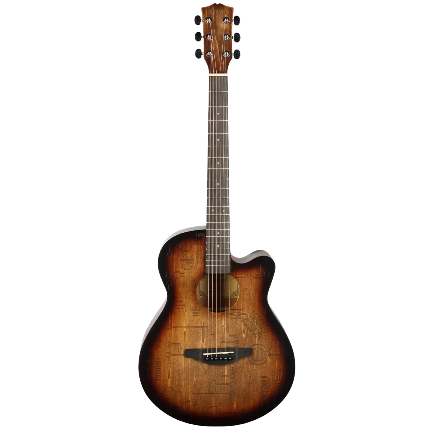 Акустическая гитара SHINOBI D-1/SR с авторским рисунком коричневый фото 1