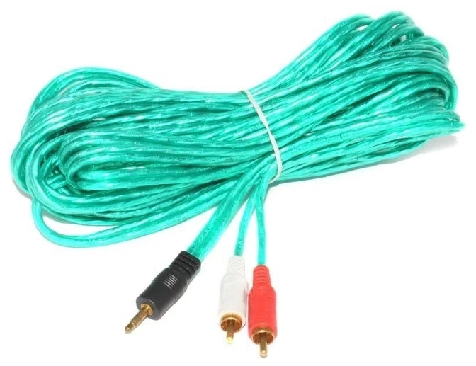 Шнур 2*RCA штекер стерео-2*RCA штекер длина 3,0м зеленый фото 1