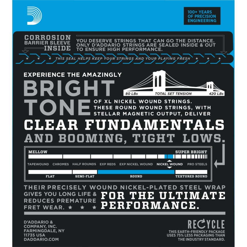 Струны д/бас DADARIO EXL220 (40-95) фото 2