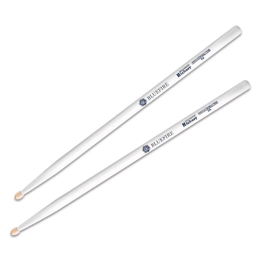 Барабанные палочки HUN BLUE FIRE Series White Hickory  орех, деревянный наконечник, белые фото 1