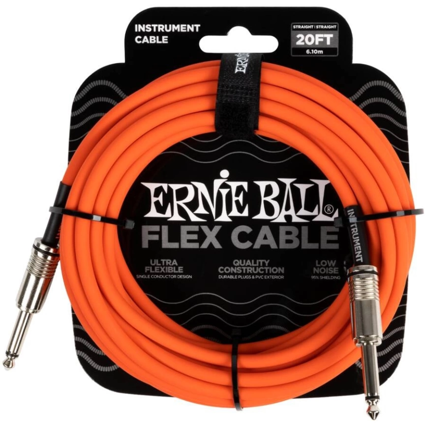 Кабель ERNIE BALL 6421 инструментальный Flex, 6 метров оранжевый фото 1