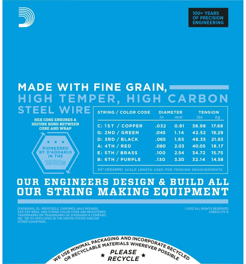 Струны д/бас DADARIO EXL170-6 (032-130) фото 3