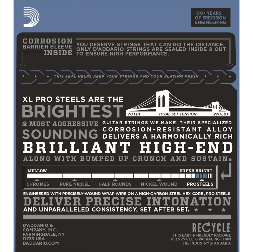 Струны д/эл.DADARIO EPS520 XL PRO STEEL фото 2