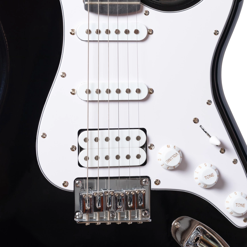 Электрогитара ROCKDALE STARS PLUS HSS MAPLE BK черный фото 6