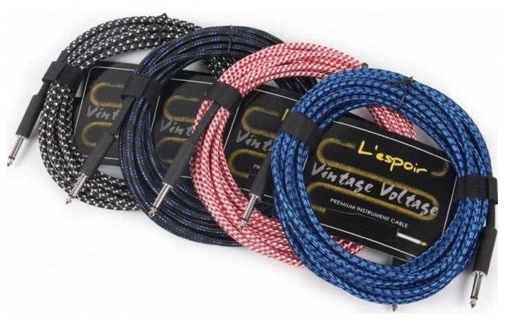 Шнур гитарный LESPOIR FC-03 BK 3м JACK-JACK черный с белым фото 1