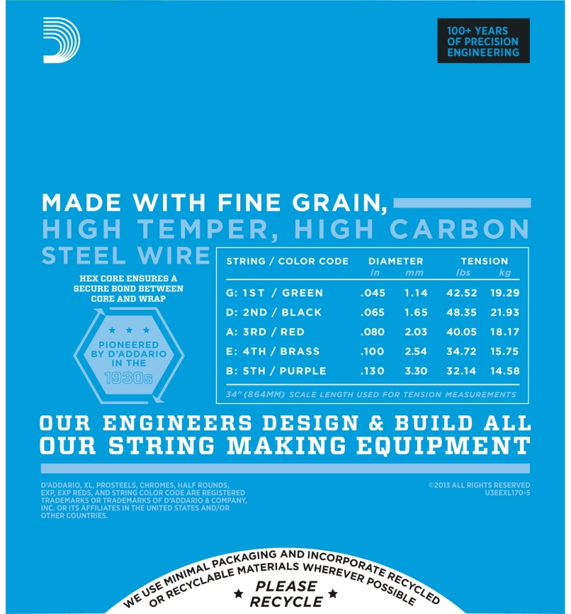 Струны д/бас DADARIO EXL170-5 (45-130) фото 3